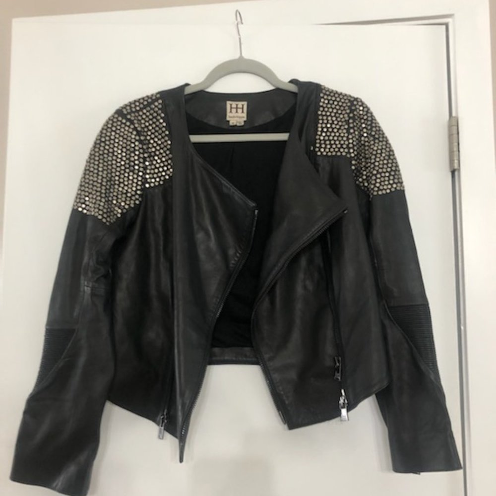 HAUTE HIPPIE Lamb Leather Studded Jacket